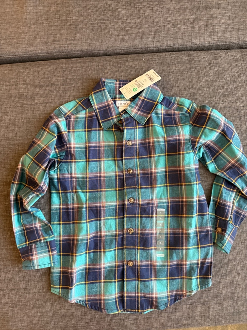 Carter’s Boys plaid dress shirt size 4 NWT